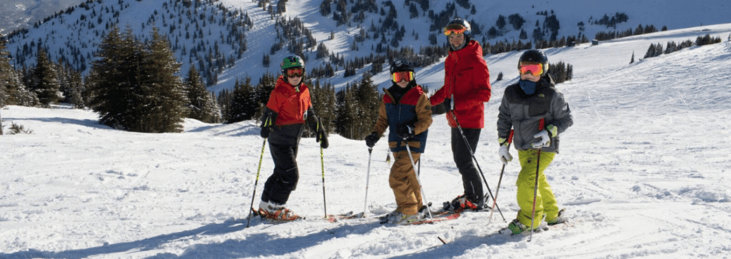 A family of skiers in Canada