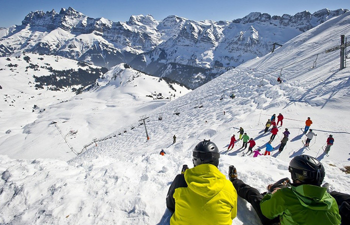 The Swiss Wall ski run in Avoriaz France