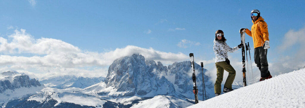 couple the slopes on a sunny day