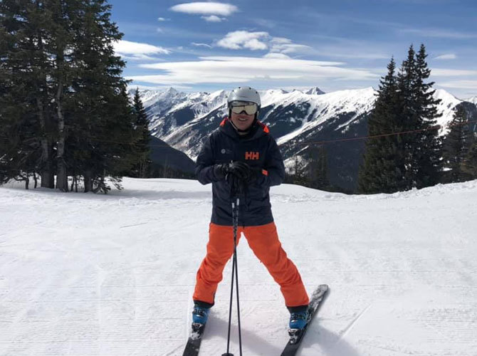 Ski Solutions expert Craig Burton in the mountains skiing
