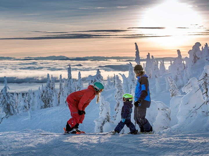 A family of skiers taking advantage of a ski deal in Sweden