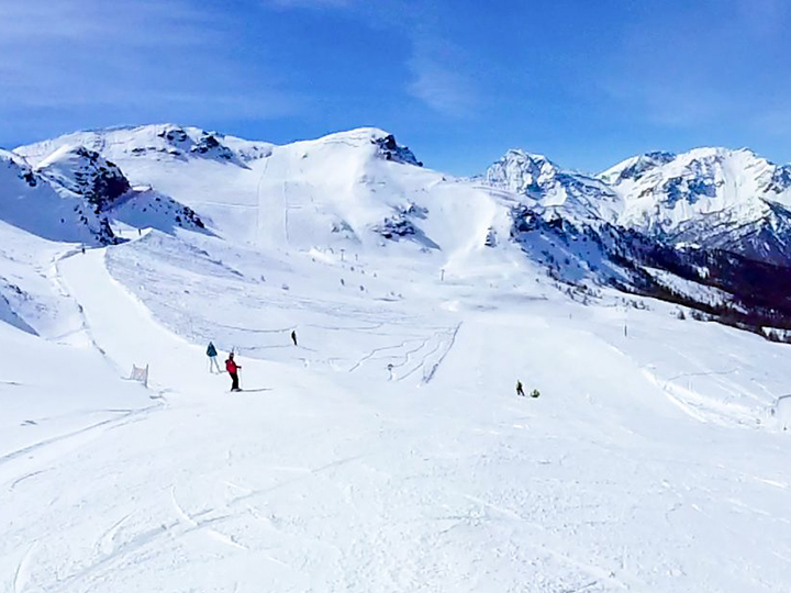 A view of the ski area of Sauze d'Oulx ski resort in Italy