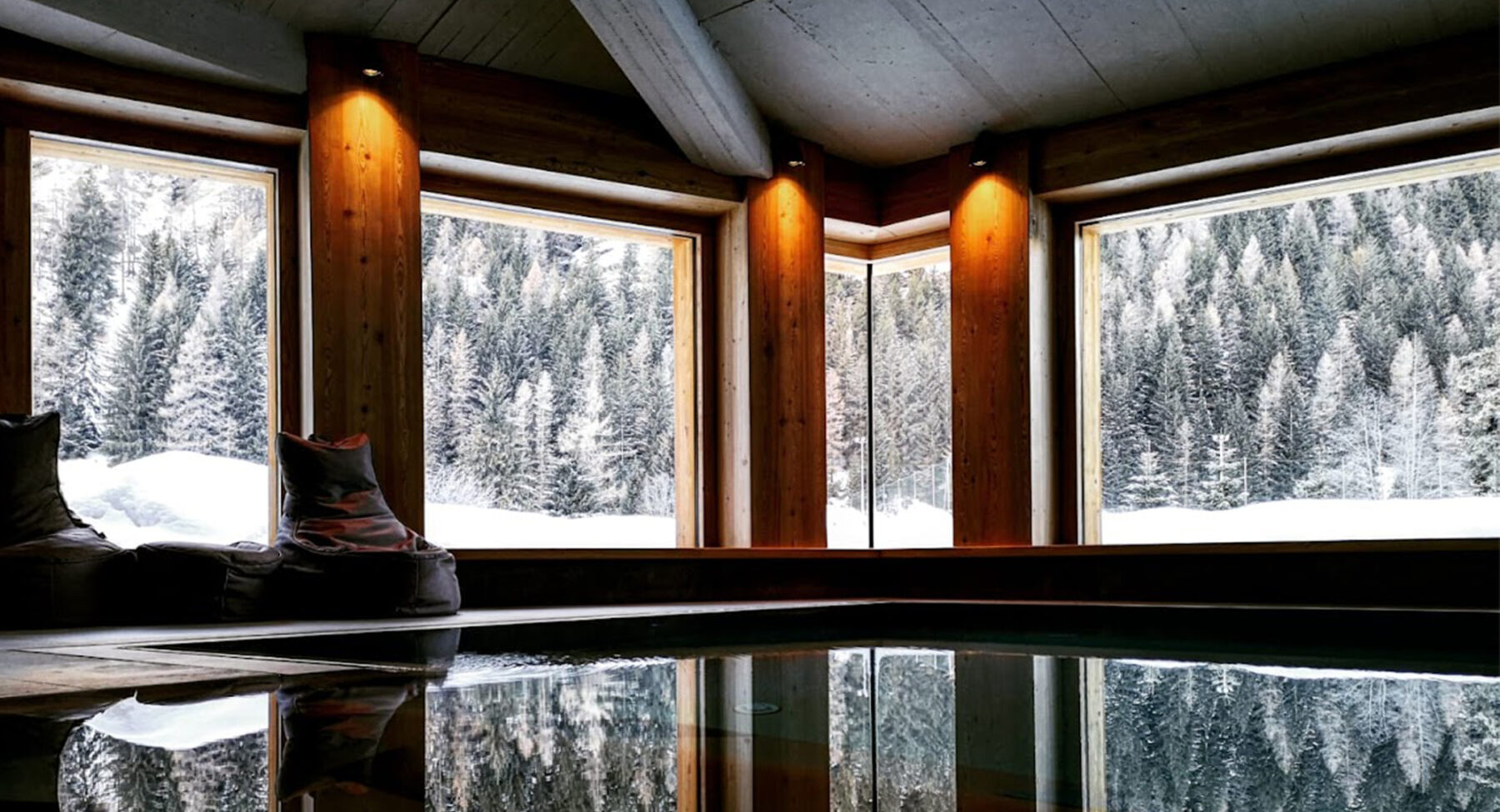 Pool in a luxury ski chalet in Switzerland