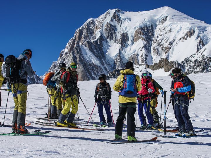 Group waiting to ski