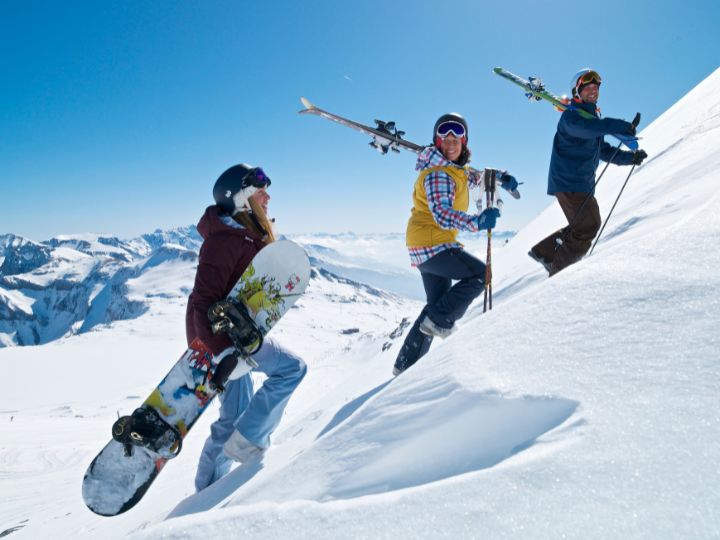 Group walking up mountain
