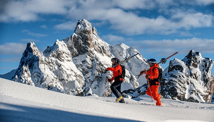 Our Ski Solutions expert Craig hiking the mountains of St Anton ski resort in Austria