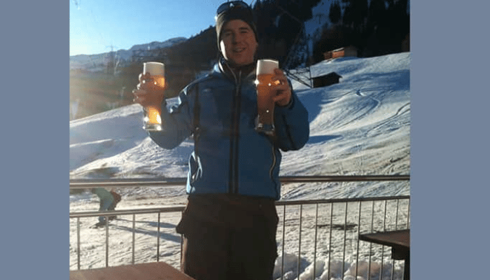 Our ski expert Craig having a drink in St Anton