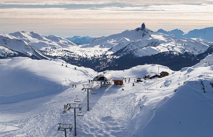 Whistler view from the peak express toward tusk mountain