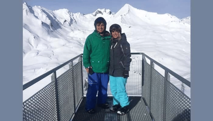 Our Ski Solutions ski experts Mark and Sophie in La Rosiere ski resort in France