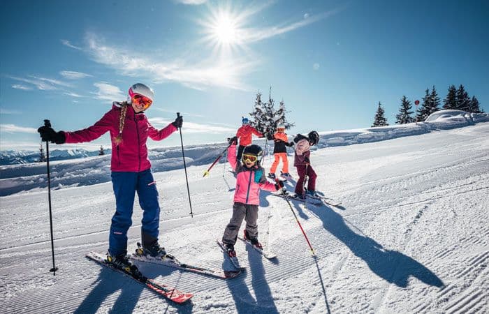 children skiing