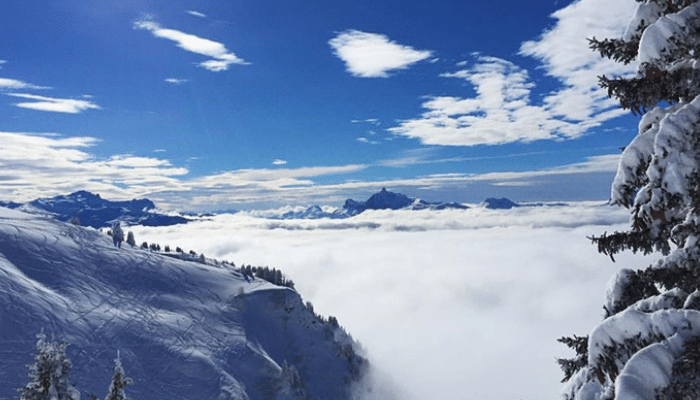 An off piste skier in Val Thorens France