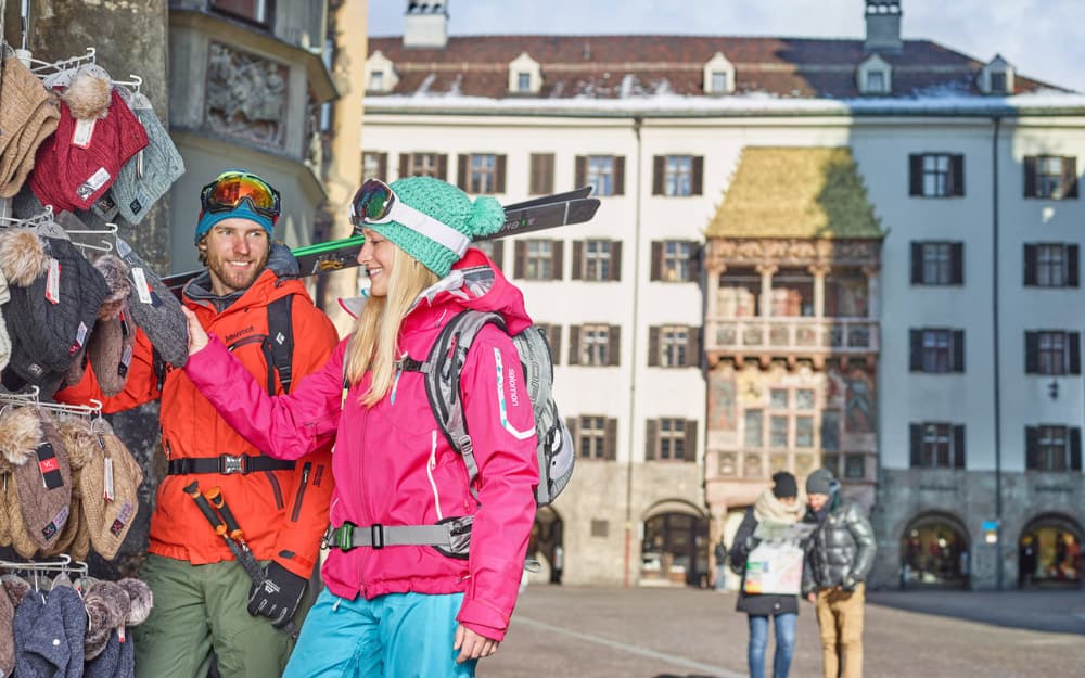 People shopping in German ski resort, one of the best countries for skiing