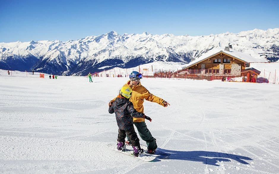 Ski Schools in Madonna di Campiglio, chil learning to ski with instructor