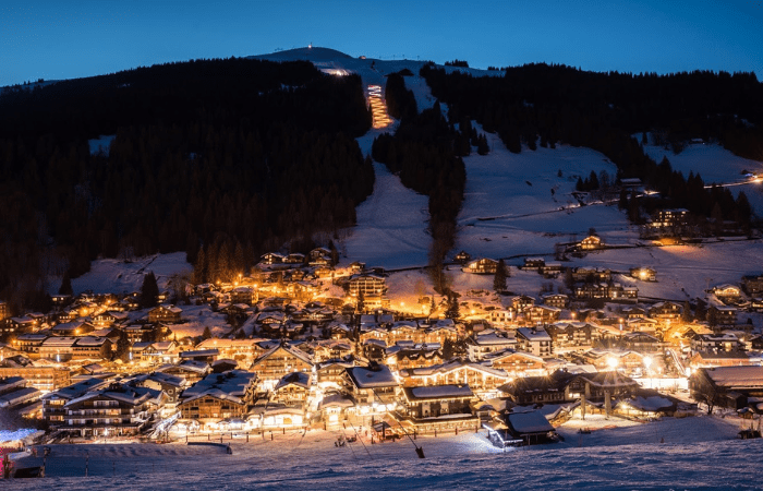 Morzine ski resort at night