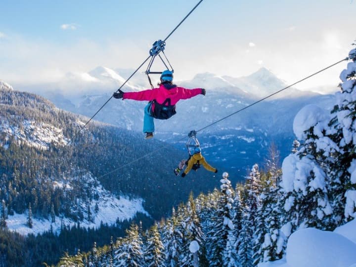 Winter Ziplining in Whistler 
